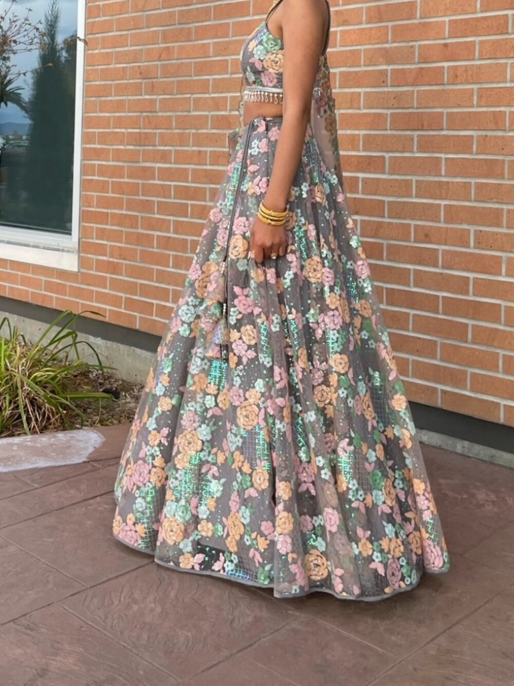 Metalic Floral Lengha